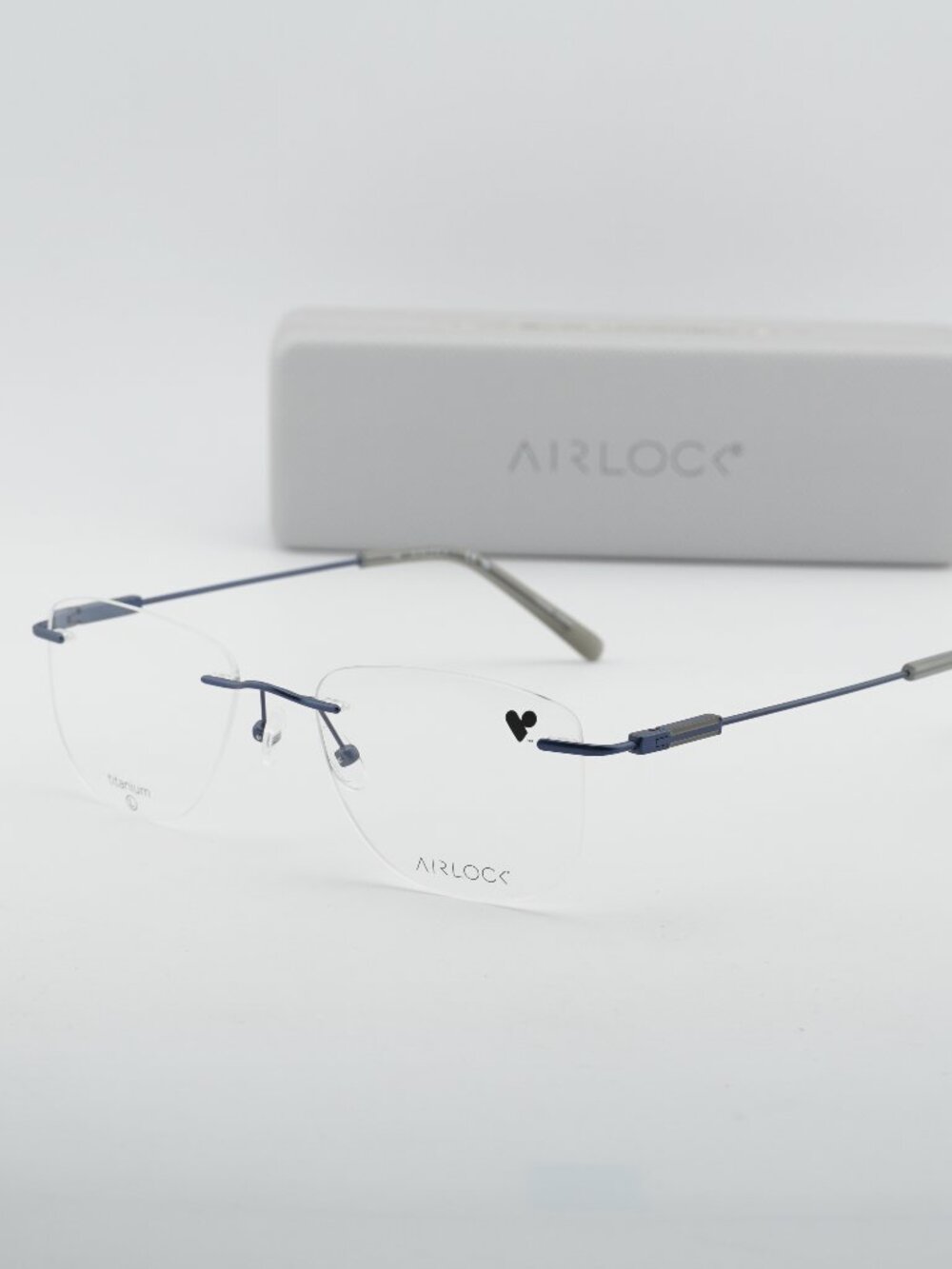 Airlock AIRLOCK CROP 202 414 Rimless Rectangle Eyeglasses 53mm – Satin Navy